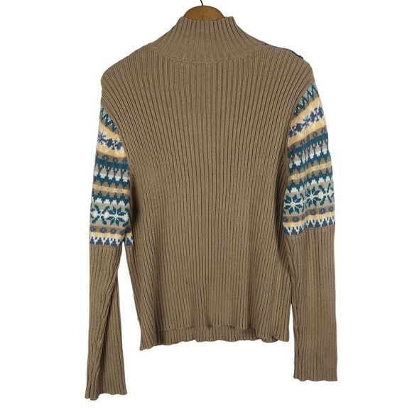 Vtg Y2K Sweater XL Faded Glory Turtleneck Ribbed Nordic Fair Isle Stripe Womens - Picture 2 of 6